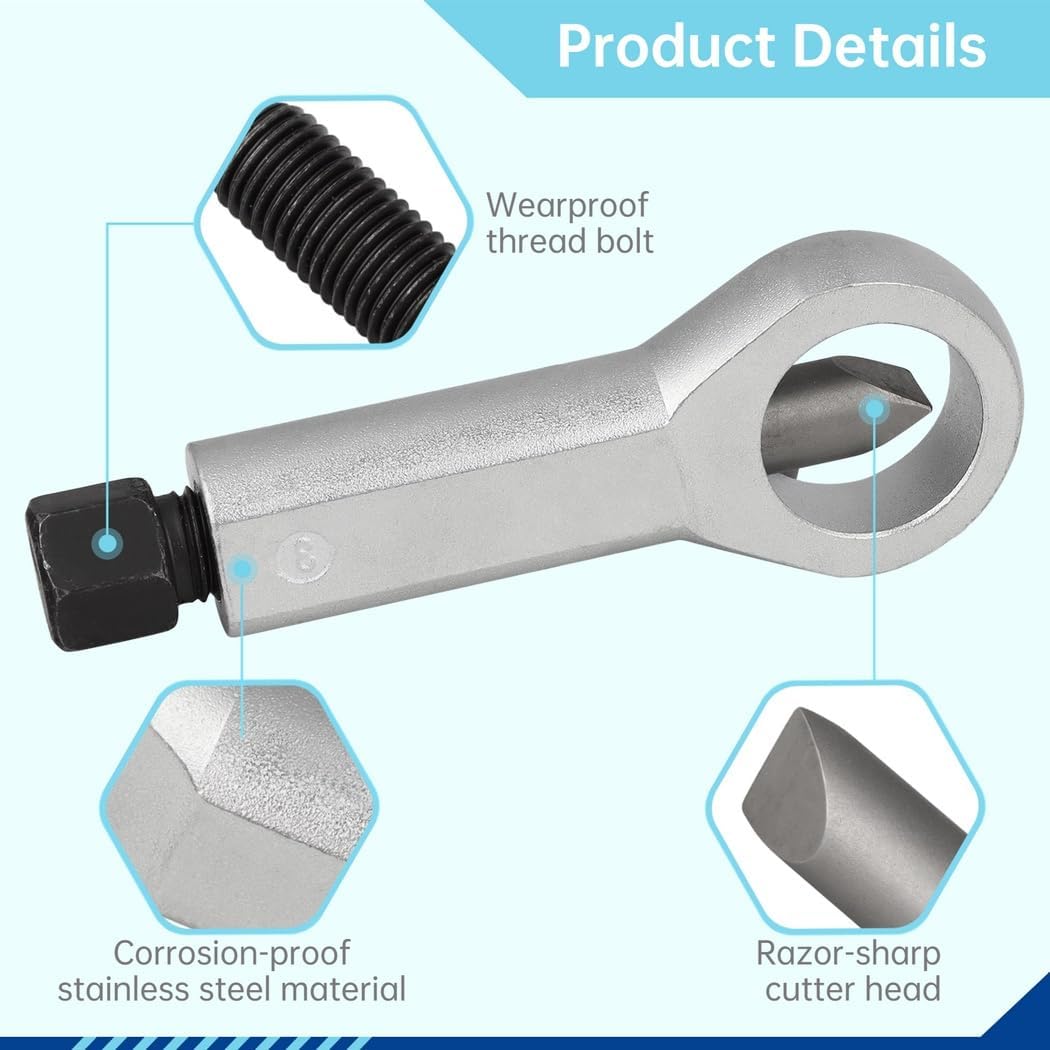 3-Piece Nut Cracker Set, Manual Nut Splitters for Removing Broken Nuts, Includes 3 Sizes for Corroded & Stuck Nut Extraction