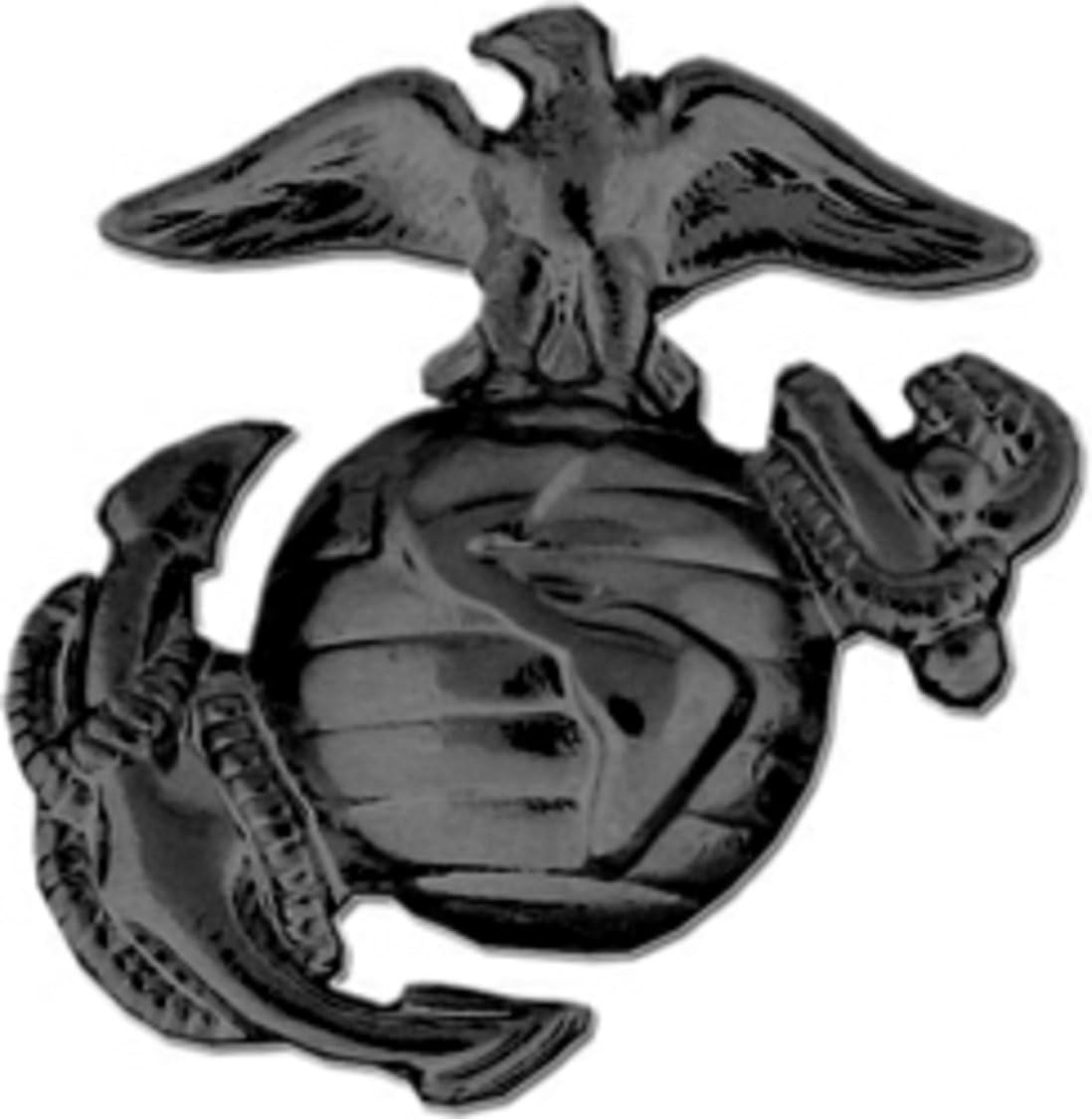 HMC Marine Corps Eagle, Globe and Anchor Lapel Pin or Hat Pin (Left, Black Finish), 1"