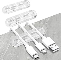Vista 9 de SOULWIT Clips de soporte para cables, paquete de 3 clips organizadores de cables de silicona autoadhesivos para escritorio, cable de carga USB