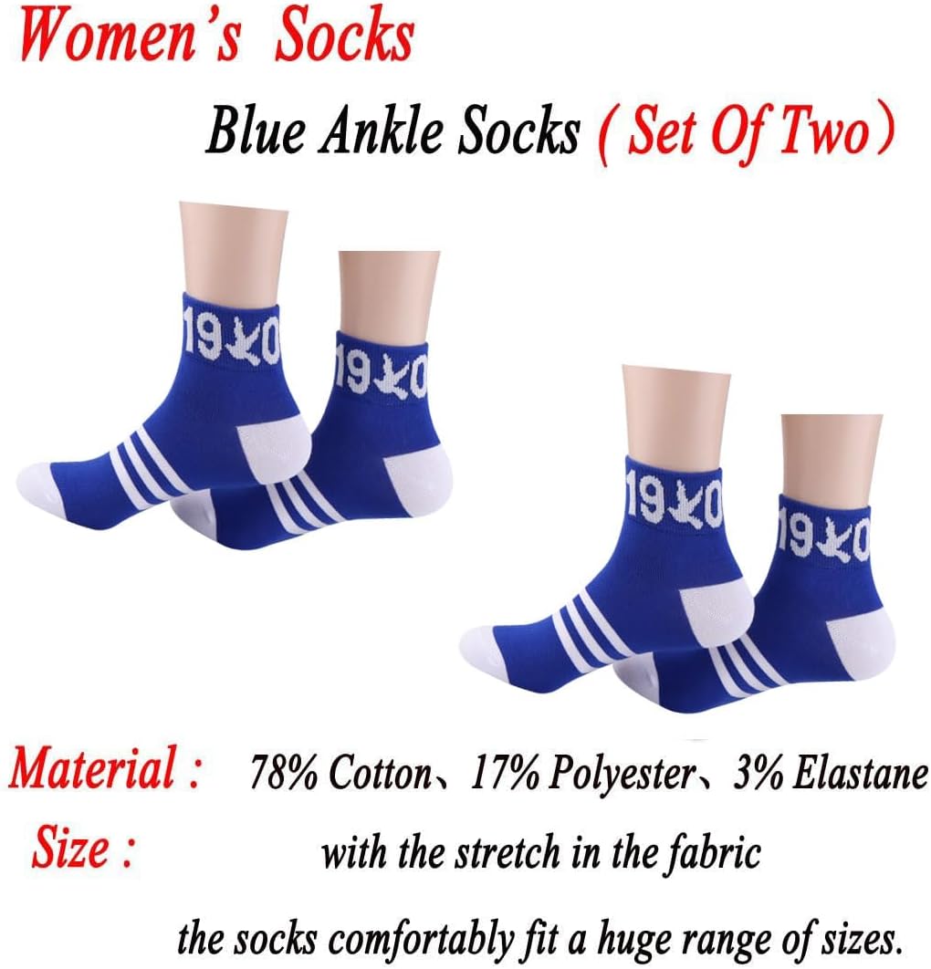 JXGZSO 2 Pairs Sorority Socks Ankle Socks Blue Merch Sorority Sister Gift - Image 2