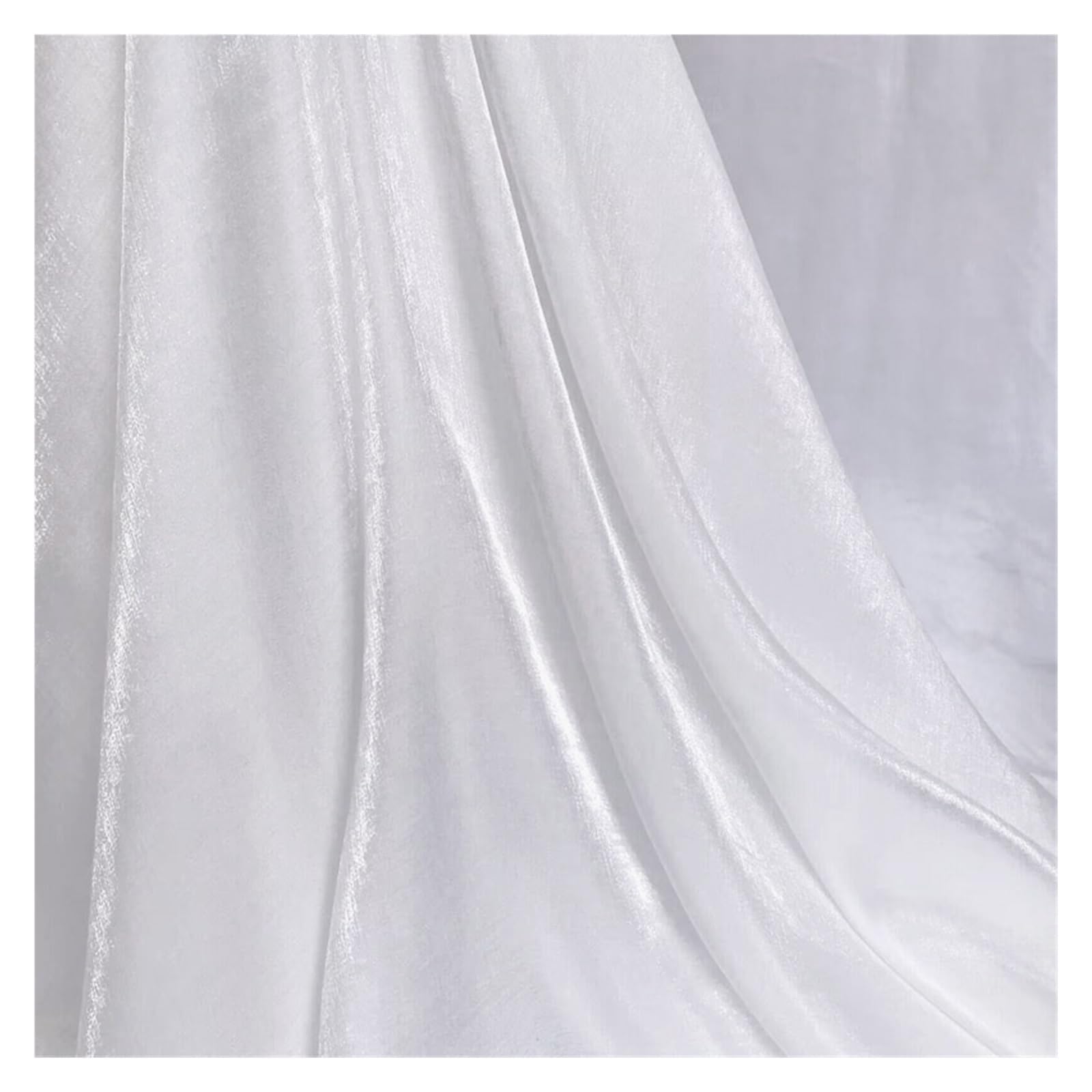 Silky Satin Fabric Silky Satin Fabric White Crystal Glass Iridescent Glitter Dress Material Multiple Sizes(150cmx 1yard)