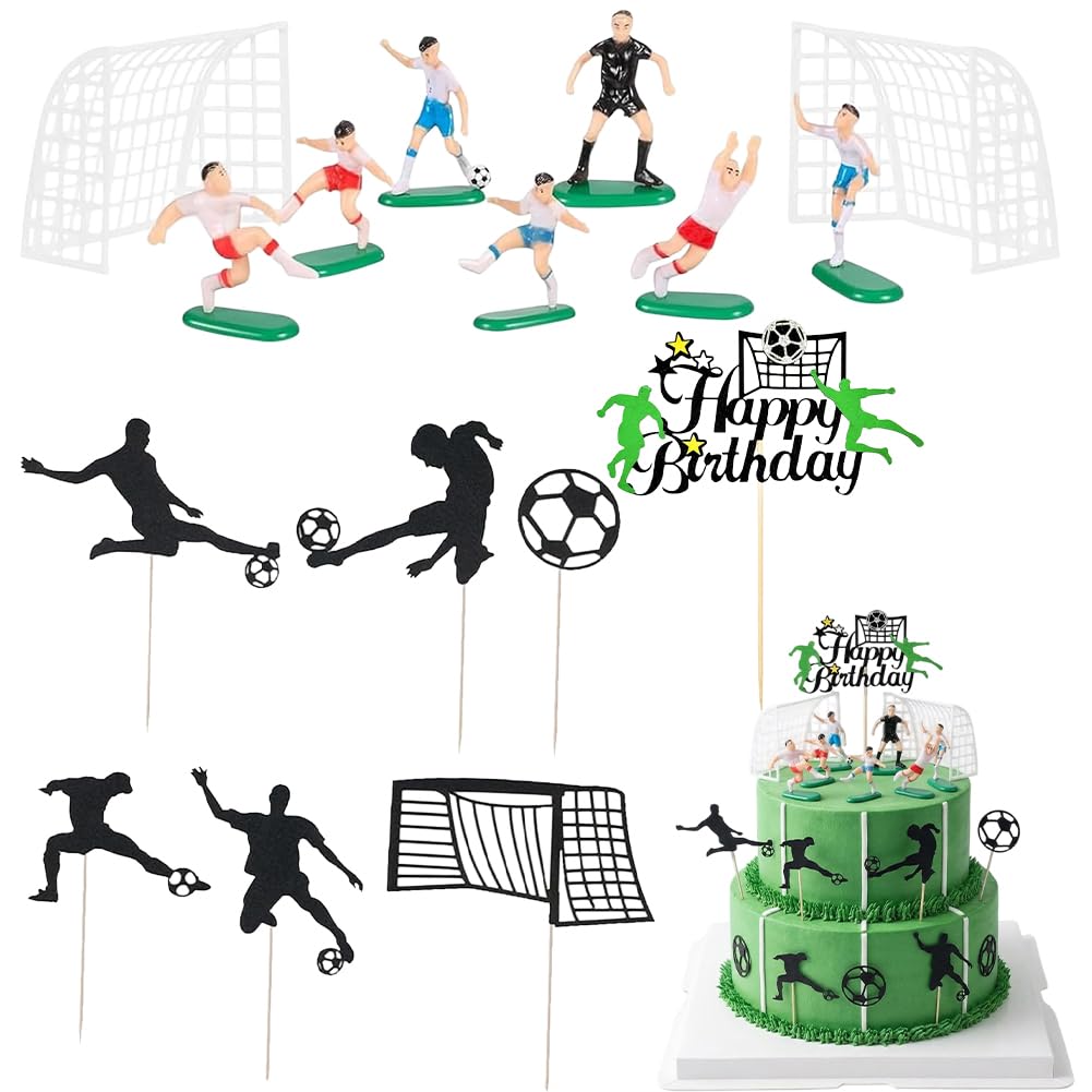 16 PCS Football Cake Decorations for Boyteens, Football Birthday Cake Decorations Personalised Cupcake Decoration, Decorations Cakes Suitable for Teen Birthday Parties and School Activities