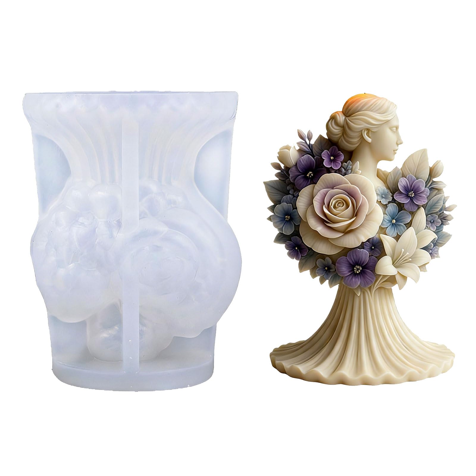LUCKGONI Rose Bride Silicone Candle for Resin Casting Making Candle Soap Candy Chocolate Cake Baking Wedding Decorations