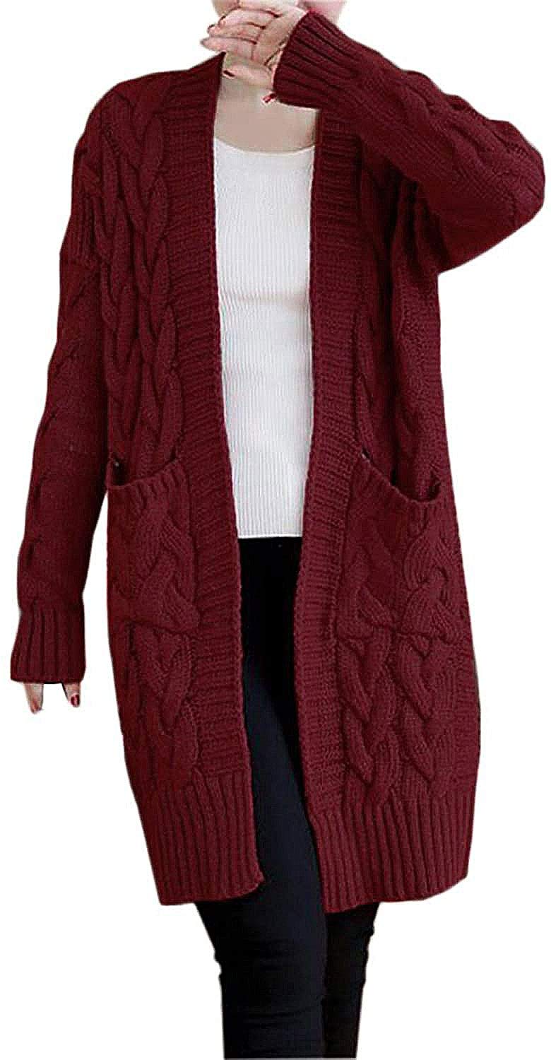 NUTEXROLWomen's Open Front Long Sleeve Knit Think Cardigan Chunky Sweater Oversized Coat