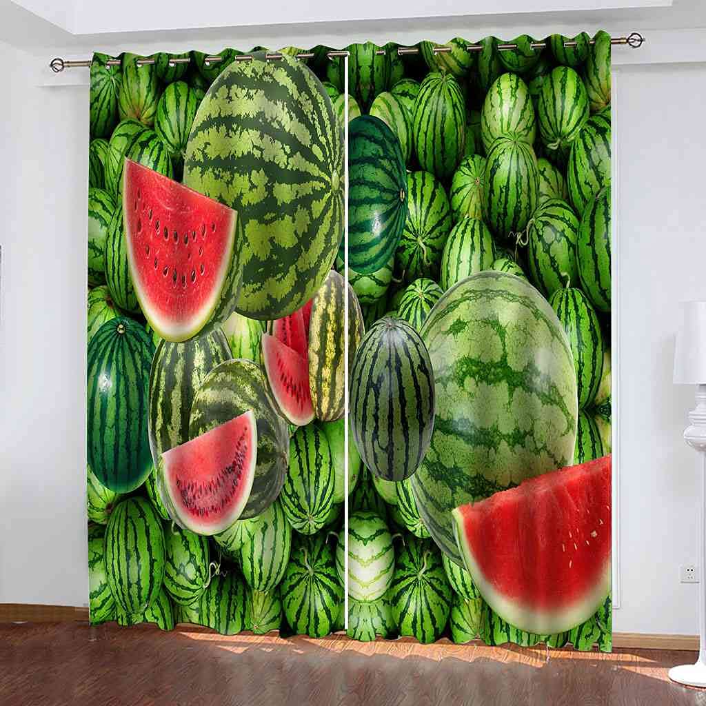 Rideau occultant imprimé pastèque verte 140x160 cm pour enfant