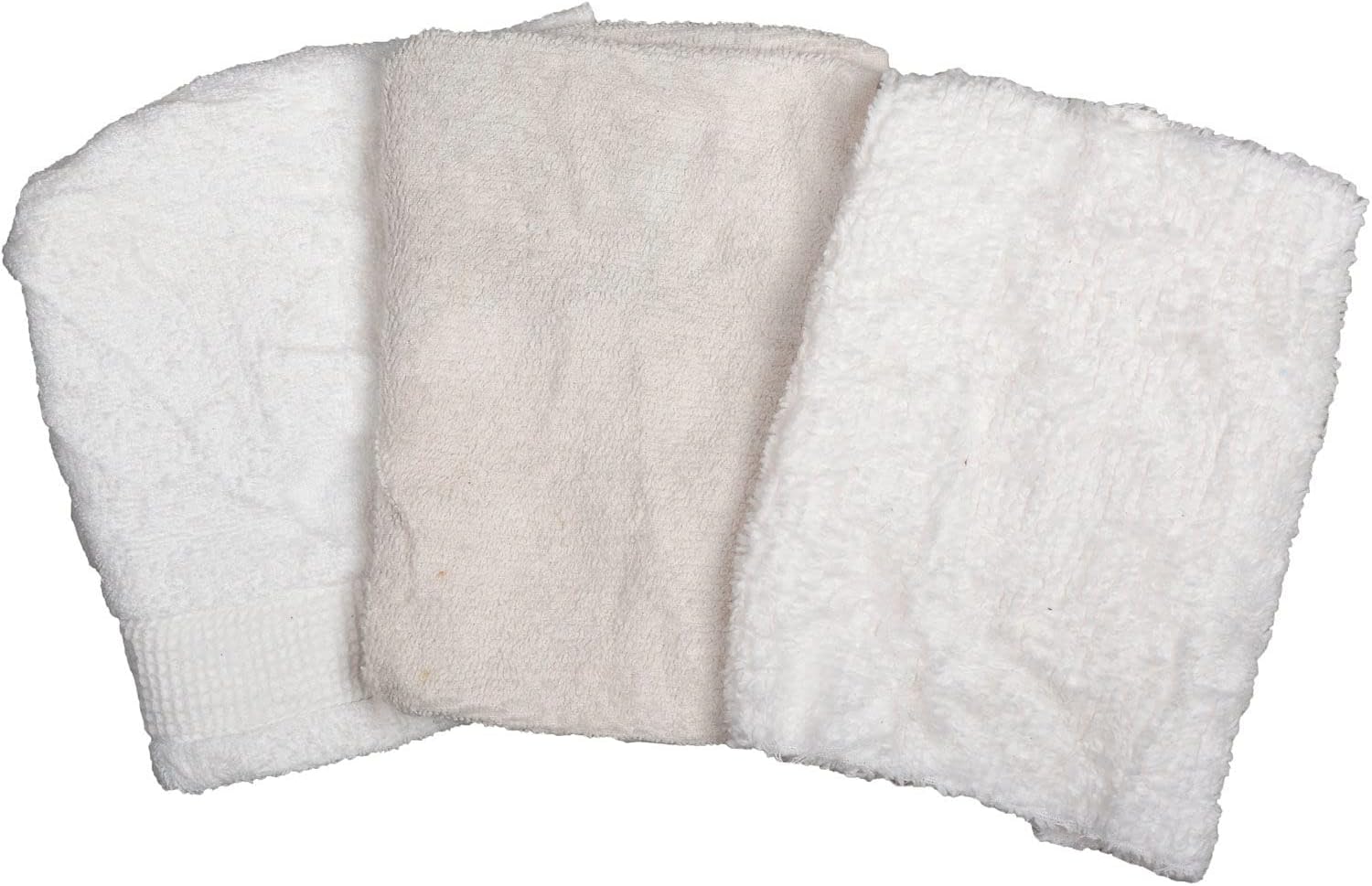 Global Industrial 50 Lb. Box Premium Recycled Cotton Terry Cut Rags, White, General Purpose Woven Wipers for Polishing Dusting and Cleaning Jobs, Assorted Sizes