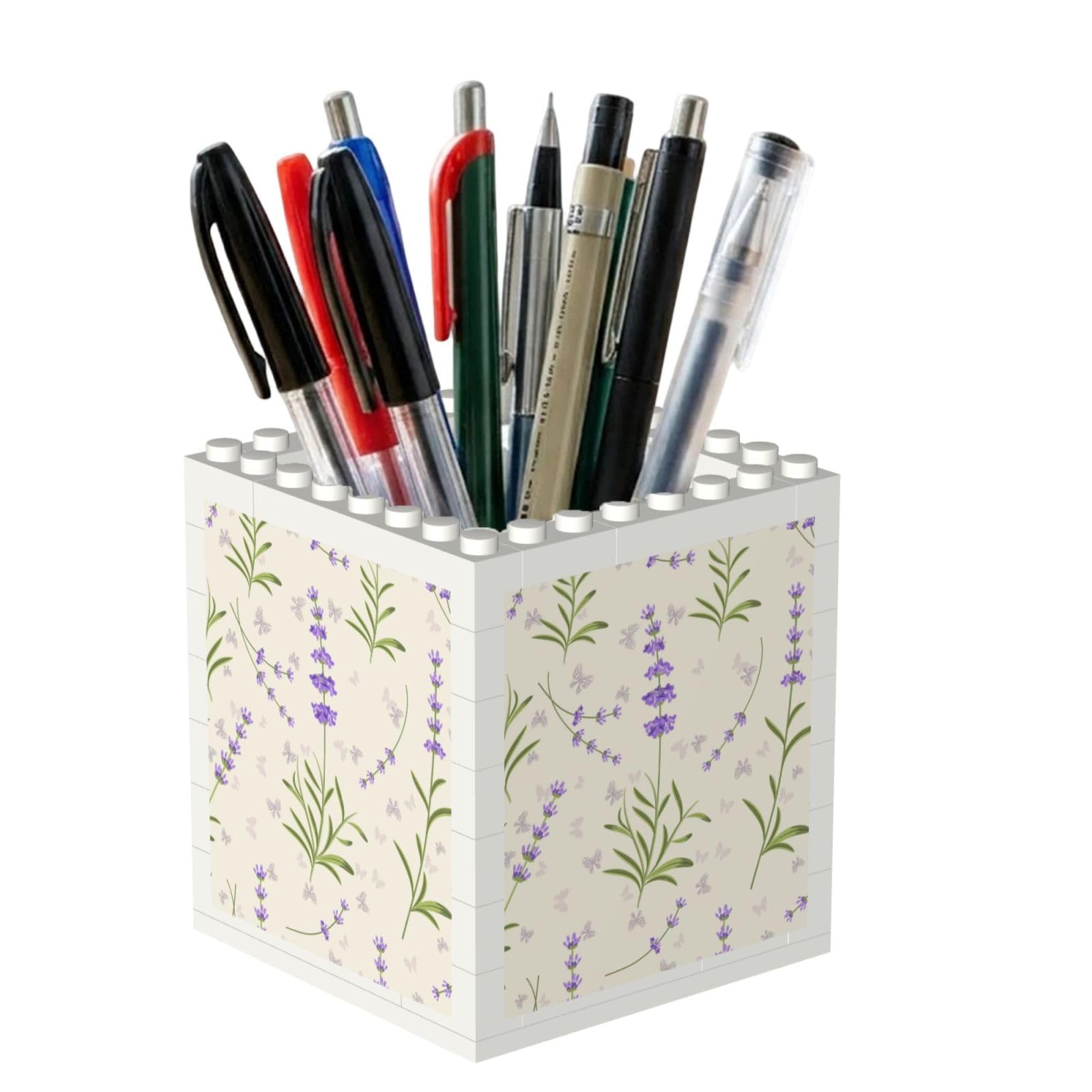 Poadnly Lavender Pattern, Pen Pot Pencil Holder for Office Home School, Compact Desk Organiser for Office Stationery