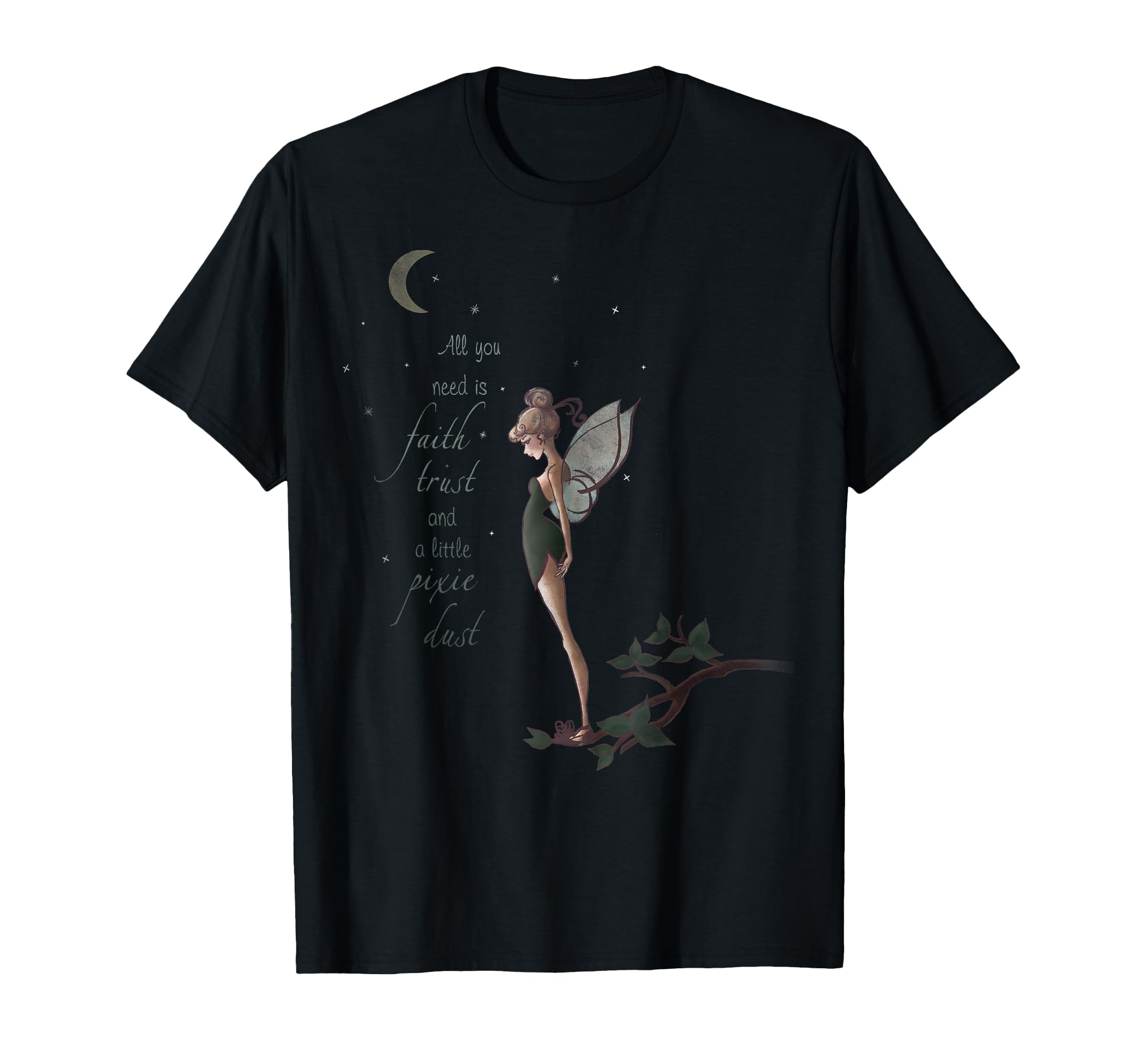 Peter Pan Tinker Bell Moon Quote Art Graphic T-Shirt