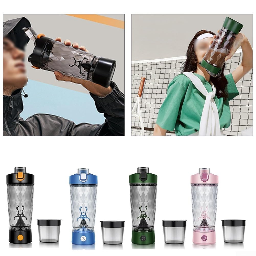 Mescola i tuoi pasti ovunque con questo shaker elettrico ricaricabile tramite USB, leggero ed efficiente per miscelare le proteine (verde)