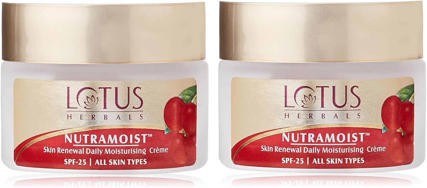 Lotus Herbals Nutramoist Skin Renewal Daily Moisturising Cream with SPF 25 | 50g | Set of 2, 100g