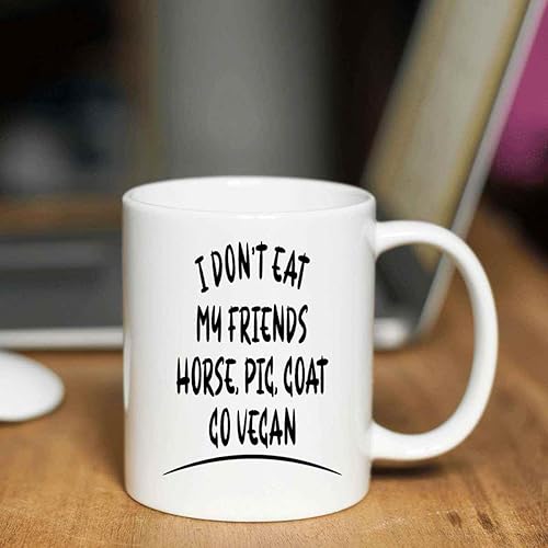 Miniatura 3 de Novelty Gift Ethical Green Eater Gift for Vegetarians, for a Nephew's Wedding - I Do Not Eat My Friends Plant-based Quote on 11 Oz White Ceramic