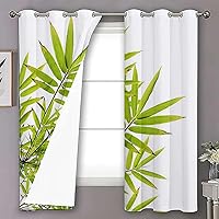 Vista 3 de MizuH Cortinas de bambú para dormitorio, privacidad asegurada, tratamiento de ventana, hoja de bambú, pureza fresca, arte tranquilo, 2 paneles de 28