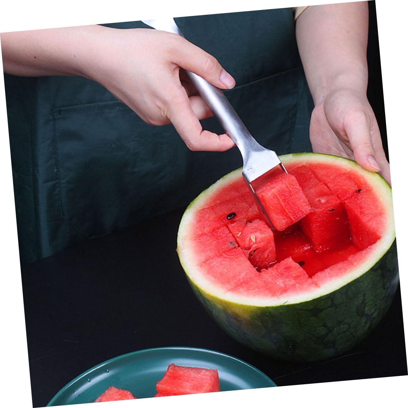 5pcs Stainless Steel Watermelon Fork Fruits Slicer Slicer Cutter Home Kitchen Utensil Easy Serving
