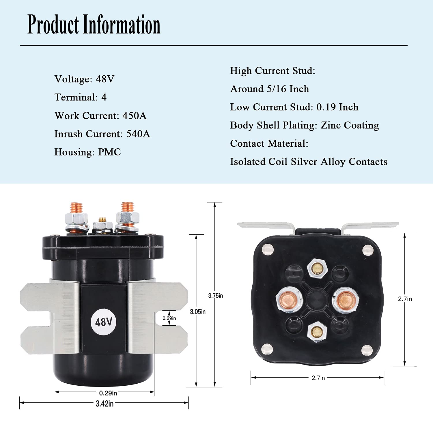 Amazon.com: YIXIN Heavy Duty 48V Solenoid Compatible with Club Car