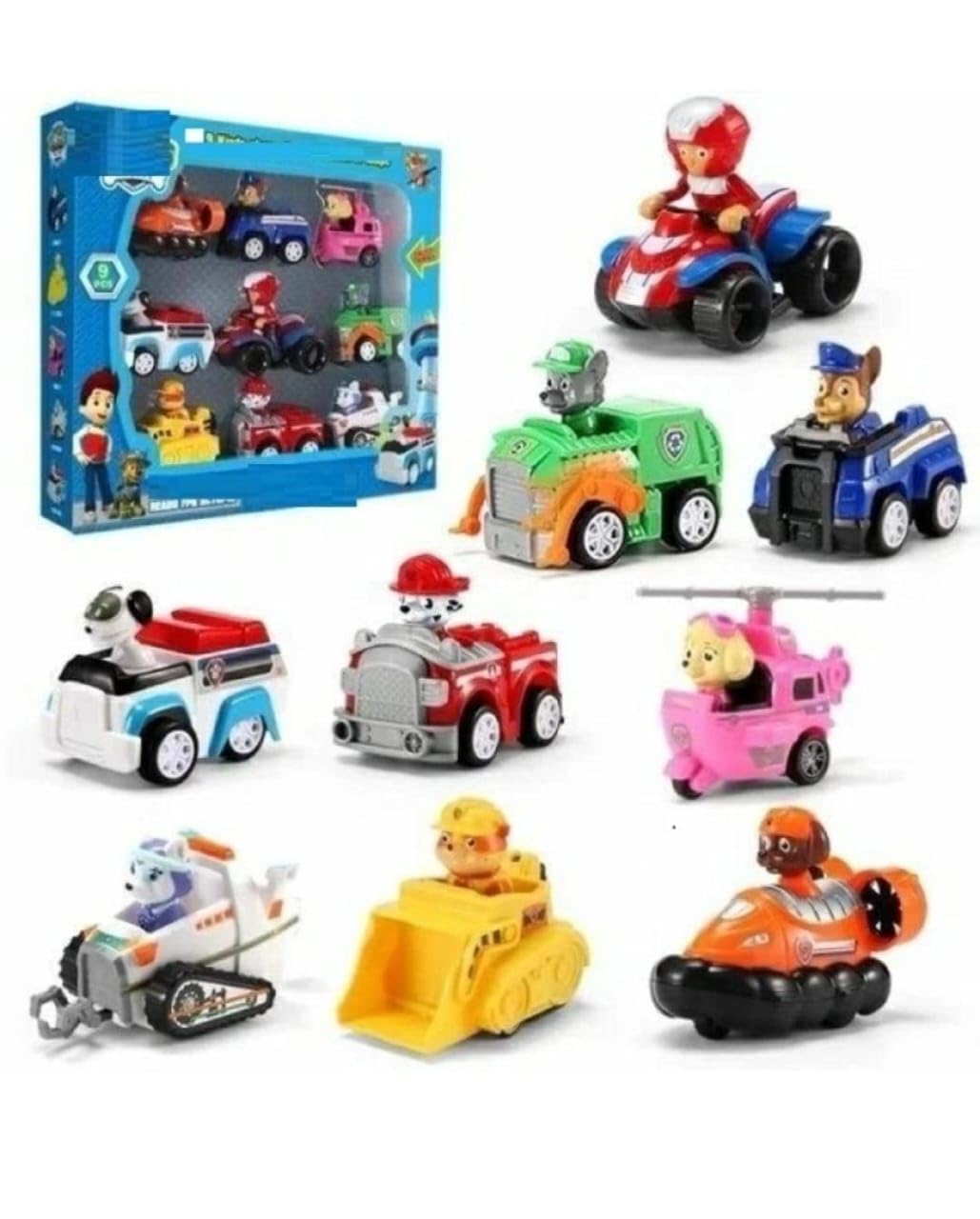 Sevriza 9 Pcs Dogs Patrol Team Toy for Kids Birthday Gift Pups Rescue Police Cruiser Play Set with Pow Action Figure Super Heroes Toys for Boys & Girls Team Mission Figurine (Multi-Color)