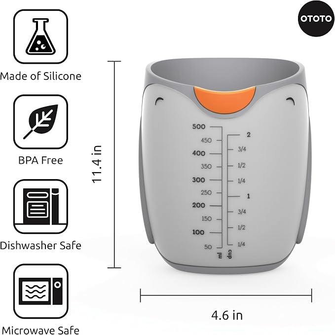 Vaso medidor de silicona OTOTO Penny 500 ml gris miniatura 2