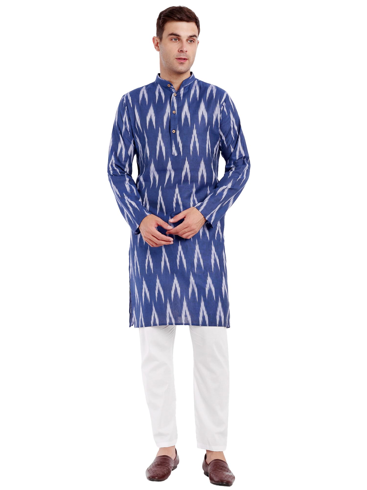 SKAVIJ Heren Kurta Pyjama Indiase Etnische Jurk Yoga Outfit (Grijs, M