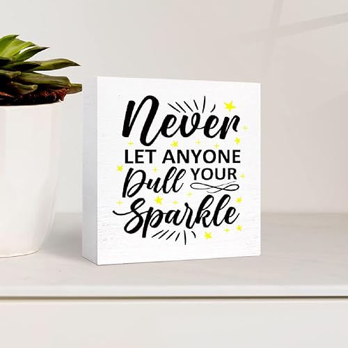 Miniatura 69 de Letrero inspirador con texto en inglés «You Are Worthy of Beautiful Wonderful Magical Things » en bloque de madera, decoración de escritorio