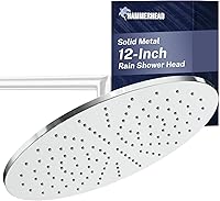 HammerHead Showers 12 Inch Solid Metal Rainfall Shower Head - 2.5 GPM High Pressure Rain Shower, Chrome, Wall or Ceiling Mount