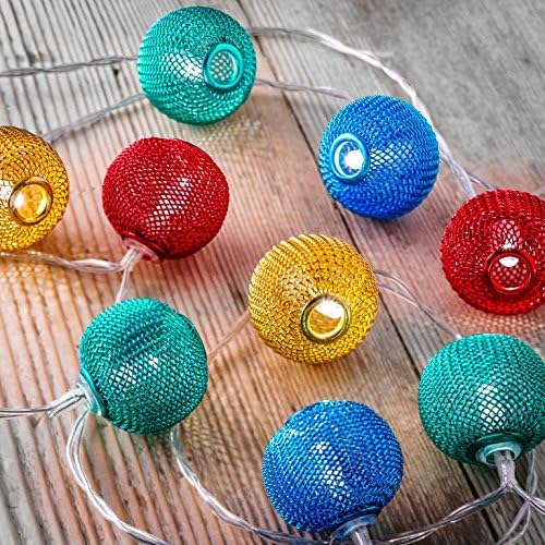 Auraglow Set of Battery Operated Indoor String LED Fairy Lights (Multi Colour Mesh Balls)
