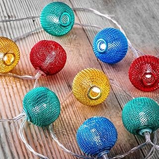 Auraglow Set of Battery Operated Indoor String LED Fairy Lights (Multi Colour Mesh Balls)