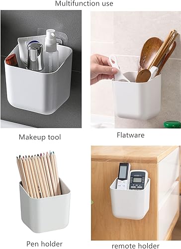 Vista 7 de Soporte para cepillo de dientes montado en la pared para baño, organizador de ducha adhesivo para cepillo de dientes, cepillo de dientes eléctrico