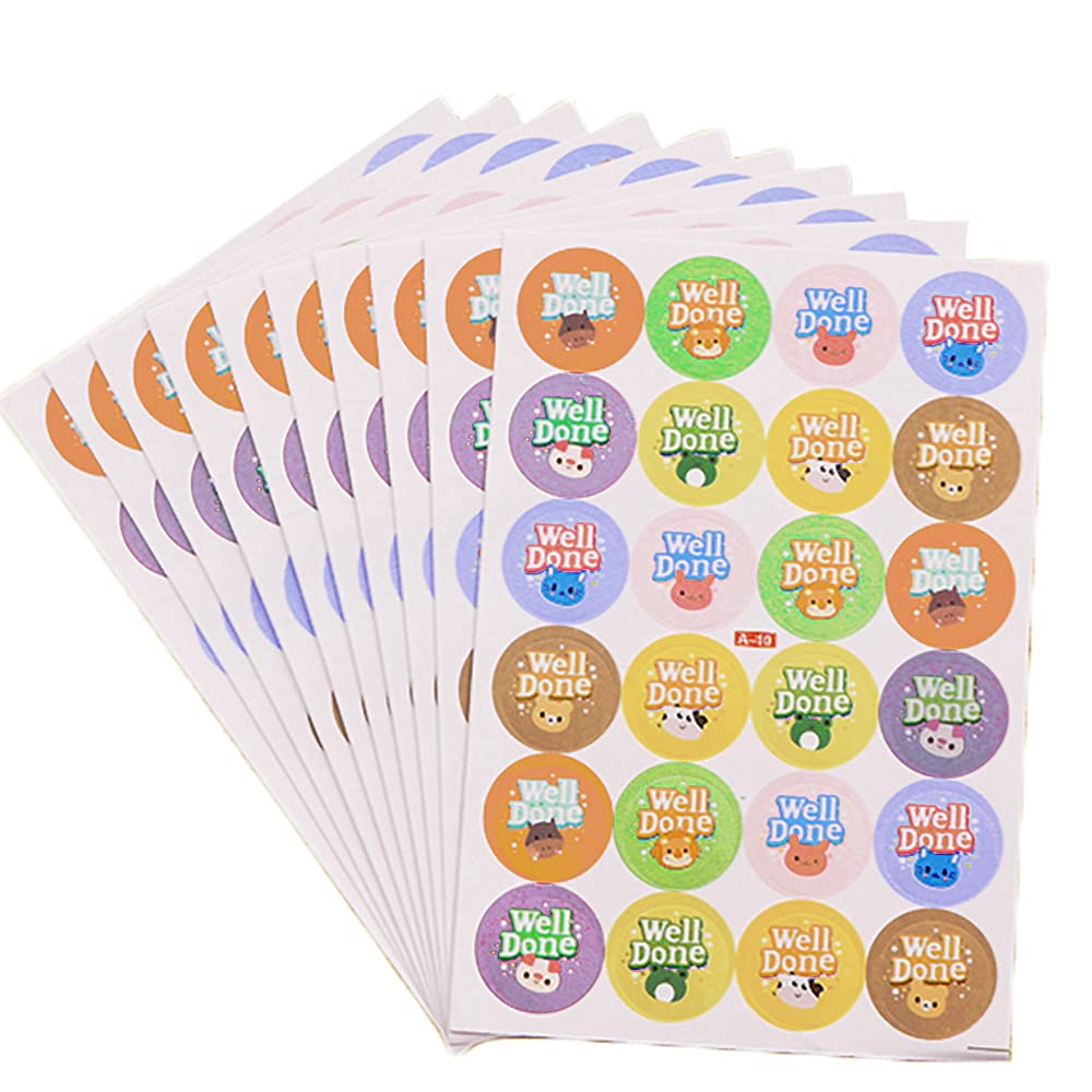 Amazon.co.jp: ご褒美シール 動物 10枚入 240ピースシール well done いいね シール シール おしゃれ テスト採点 ...