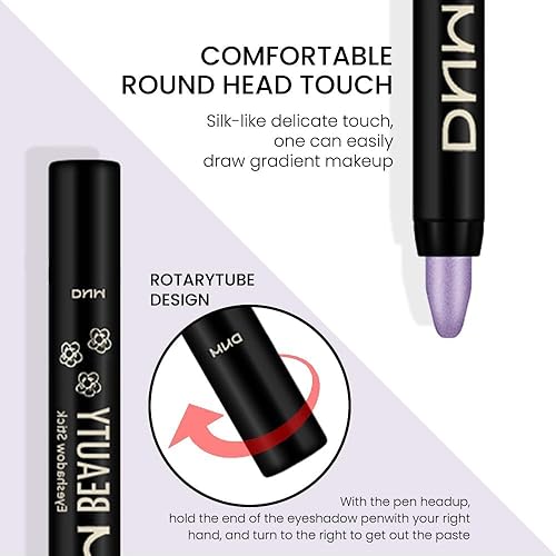 Miniatura 3 de evpct Juego de 2 barras de sombra de ojos crema para ojos morado claro y Vioiet Shimmer Eye Crayon Shadow Brightener Stick Pencil Pen sombras a