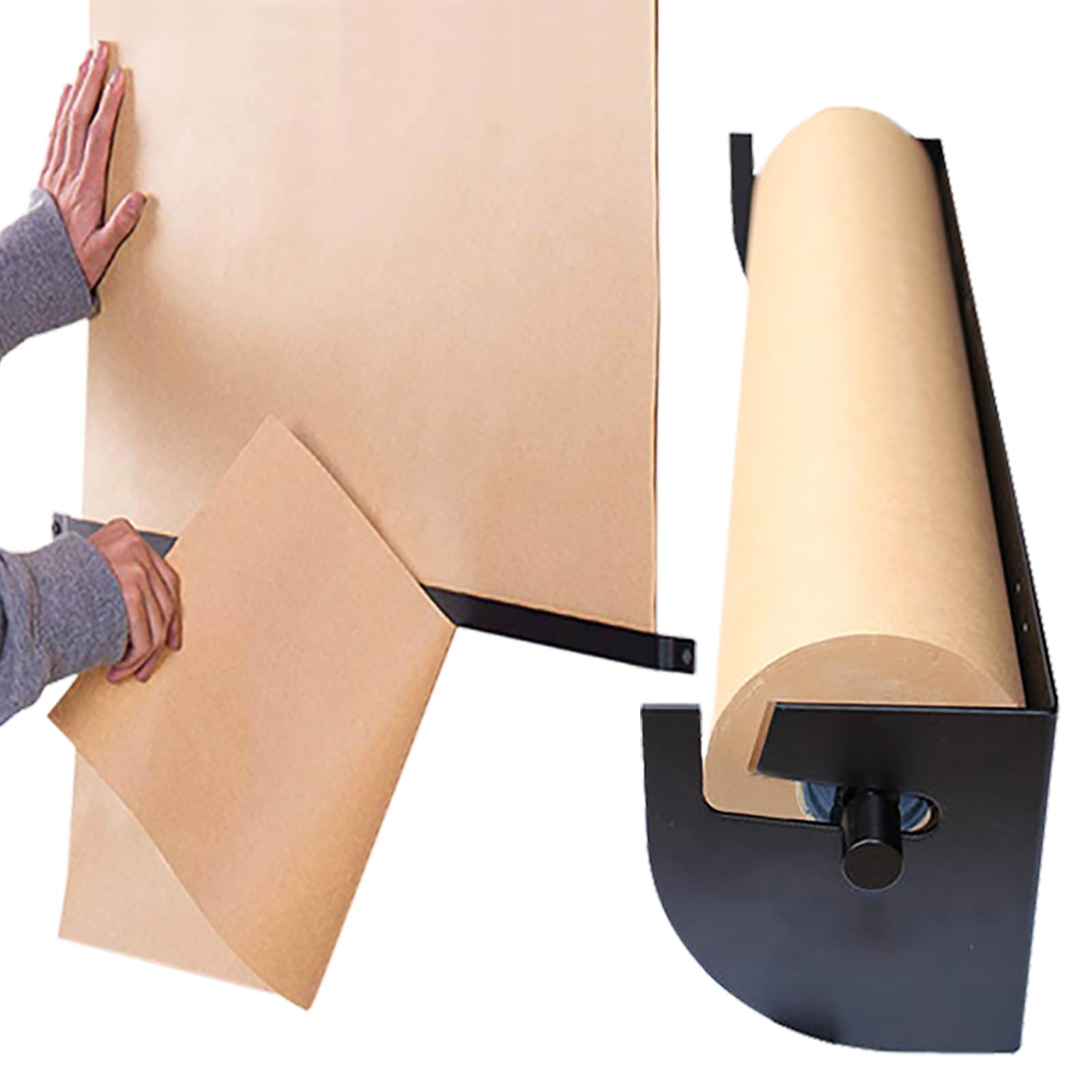 Distributeur de rouleau de papier mural avec cutter, support de papier kraft robuste pour projets de bricolage, listes de choses à faire et affichage de dessin