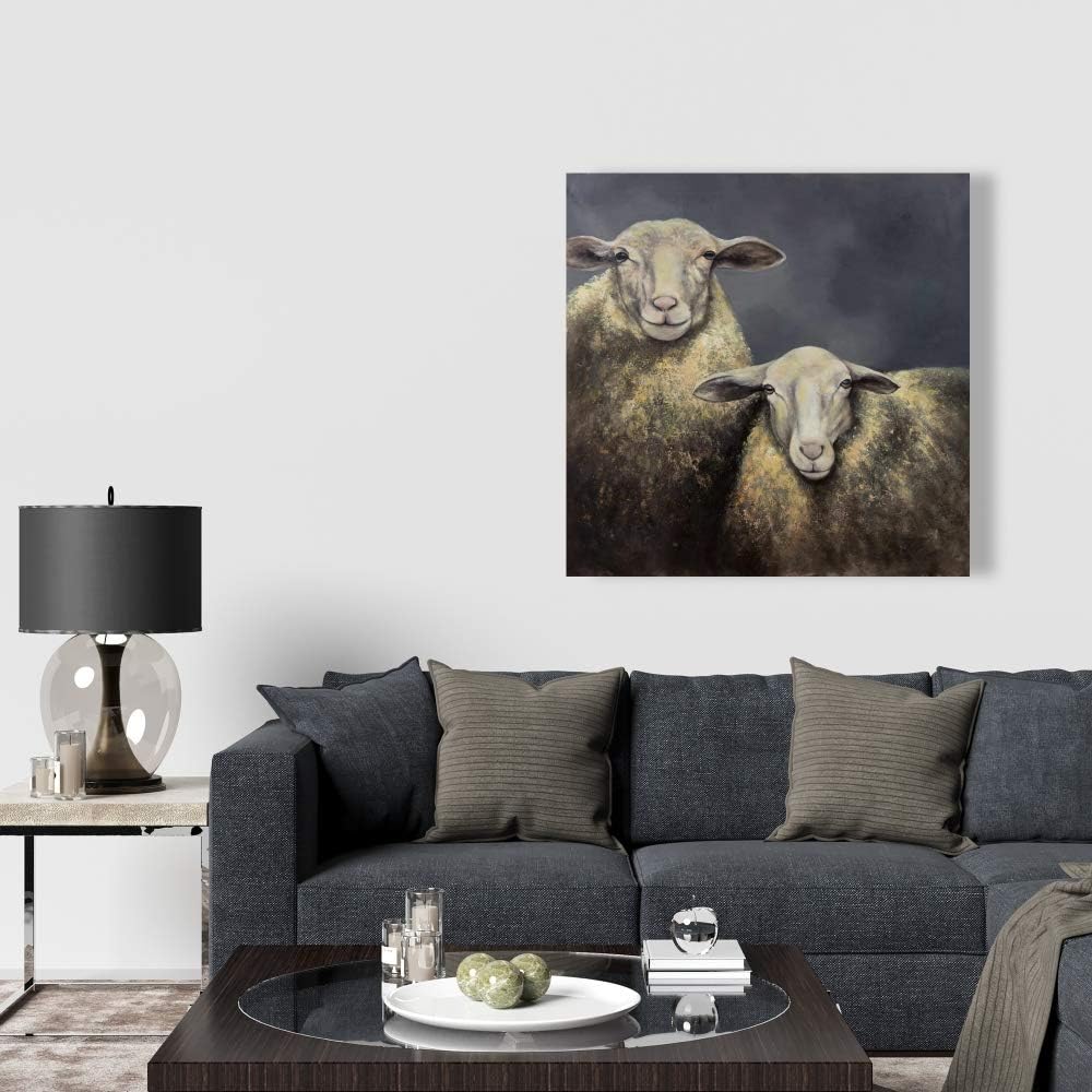 BEGIN DECO MAISON - HOME DECOR Two Sheep's Wrapped Canvas, 24x24, White