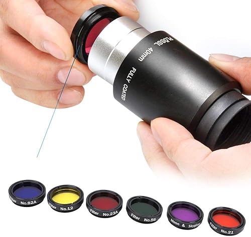 Miniatura 4 de Kit de filtro de telescopio colorido de 1.25 pulgadas, filtro de luna para telescopios con caja de almacenamiento para telescopios, oculares,