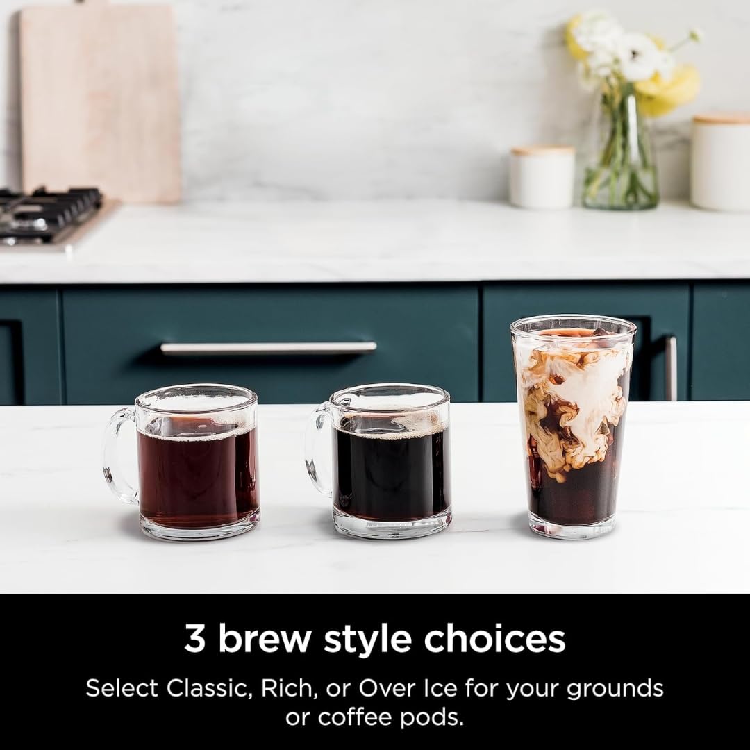 Ninja DualBrew Pro CFP101 Drip Coffee Maker – Hot & Iced, K-Cup Compatible, 3 Brew Styles, 60oz Reservoir – Black