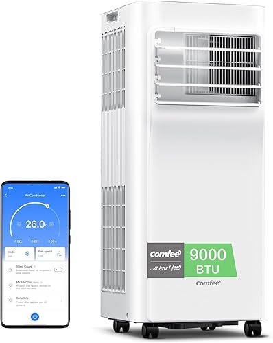 COMFEE Pingüino Aire Acondicionado Portátil 3 en 1 | 9000 BTU/2250 Frigorías Con App + Mando a Distancia | Climatizador y Deshumidificador | Bajo Consumo | Función Follow Me | Incluye kit de ventana