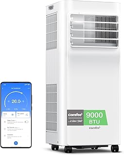 COMFEE Pingüino Aire Acondicionado Portátil 3 en 1 | 9000 BTU/2250 Frigorías Con App + Mando a Distancia | Climatizador y Deshumidificador | Bajo Consumo | Función Follow Me | Incluye kit de ventana