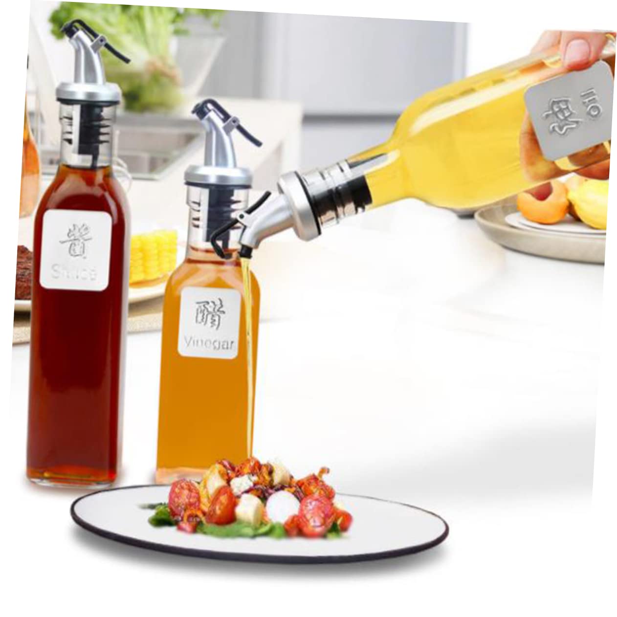 COLLBATH 5PCS Wine Pourer Nozzle for Oil Sauce Vinegar Bottles Easy to Use Kitchen Accessories for Restaurants Bars and Home Use