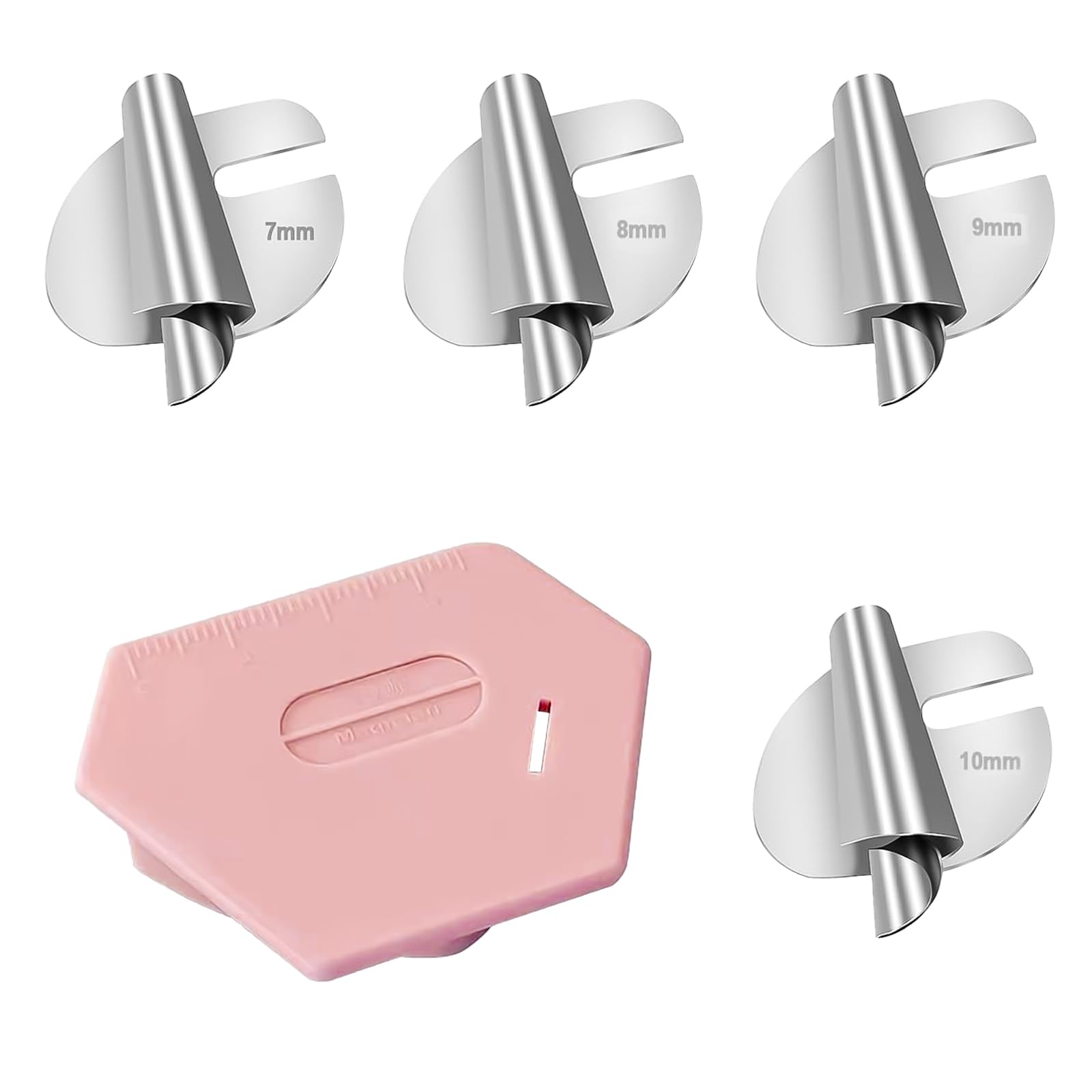 Liameph Pink 5 Pcs Magnetic Seam Guide For Sewing Machine, Quilting Accessories Sewing Rolled Hemmer Foot (7-10Mm), Polygonal Multifucntional Seam Guide Hemmer With Scale For Quilting And Hemming, Cherry