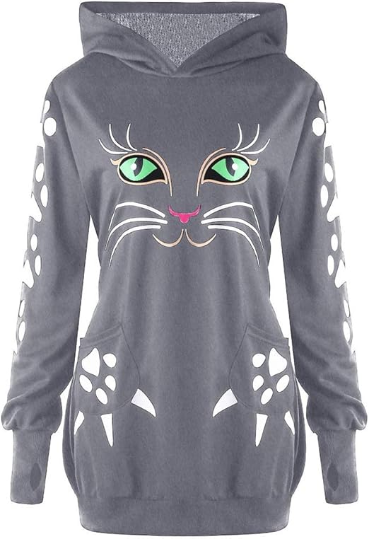 Damien Kapuzenpullover Mit Katzenohren - Gothic Style