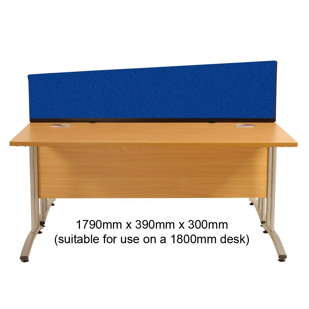 Panelwarehouse Angled Desk Divider Partition Screens Desktop - 5 Widths & 11 Double Sided Pinnable Fabric Colours (Blue, 1800mm x 400mm x 300mm)