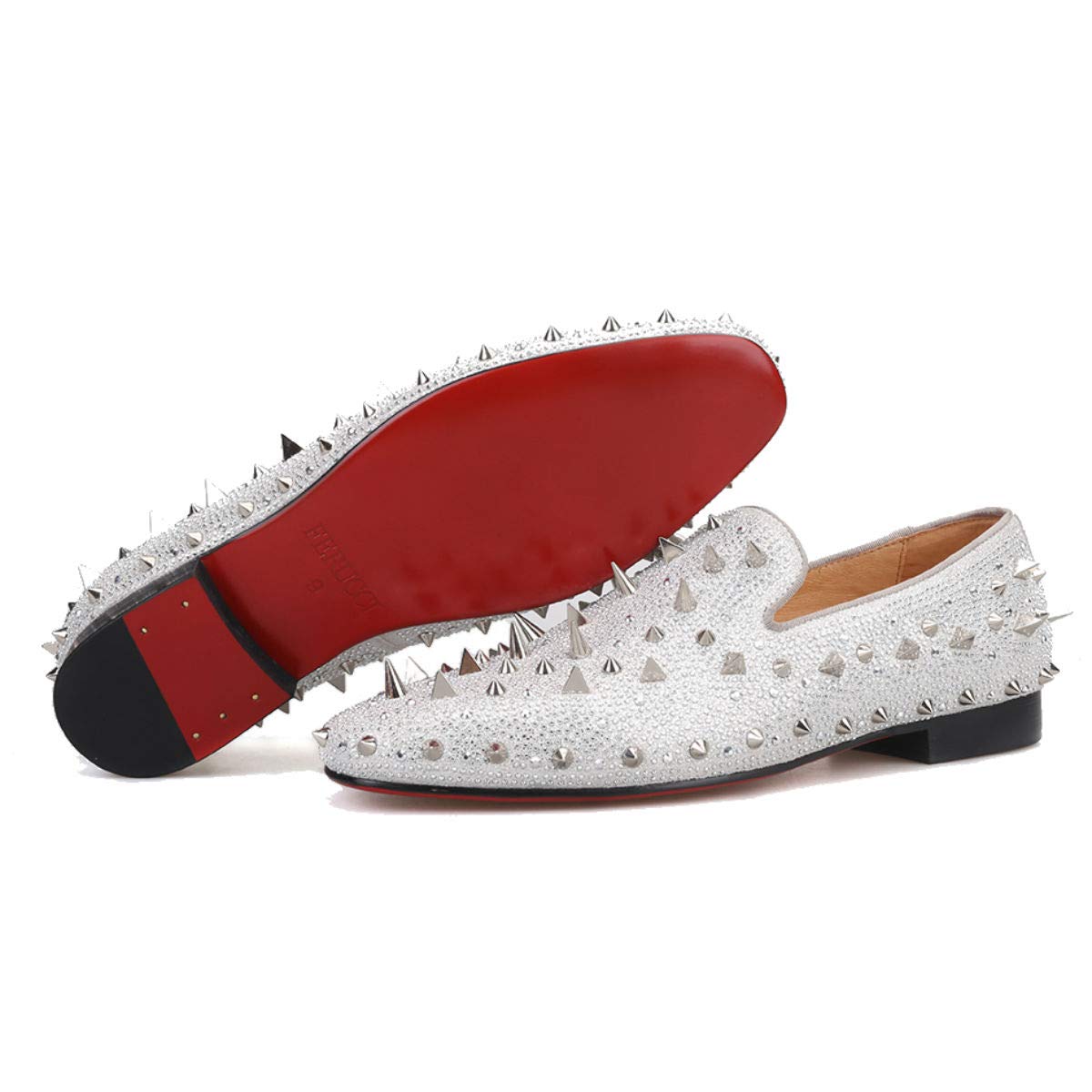 Amazon.com | FERUCCI Men Silver Spikes Slippers Loafers Flat with