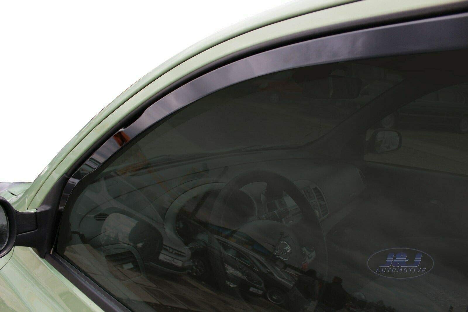 J&J AUTOMOTIVE Deflettori d'Aria per Nissan Micra K12 3-Porte 2002-2010, Set da 2 Pezzi, Nero Fumé Oscurato Heko