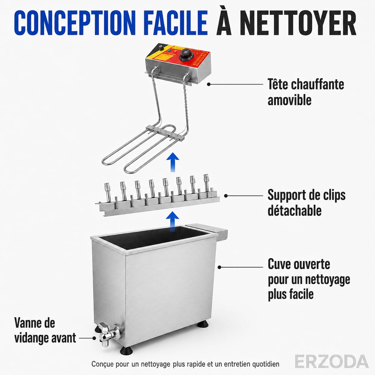 ERZODA Friteuse Commerciale pour Corn Dog NP-392, 25L, 12 Positions de Clips, Acier Inoxydable, Valve de Vidange, pour Hot-Dog Coréen, Cheese Dog, Food Truck et Snack