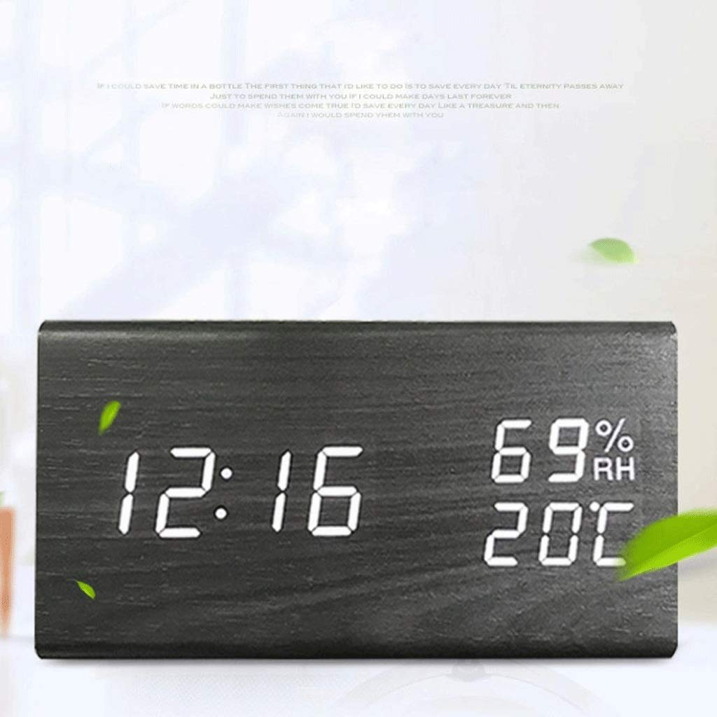 Amazon.co.jp｜WSJTT Led木製デジタル目覚まし時計usbデジタル時計音声