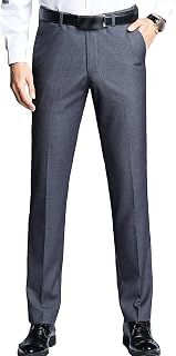 Slim Fit Dress Pants for Men Premium No-Iron Expandable-Waist Suit Pant 4-Way Stretch Solid Dress Trousers