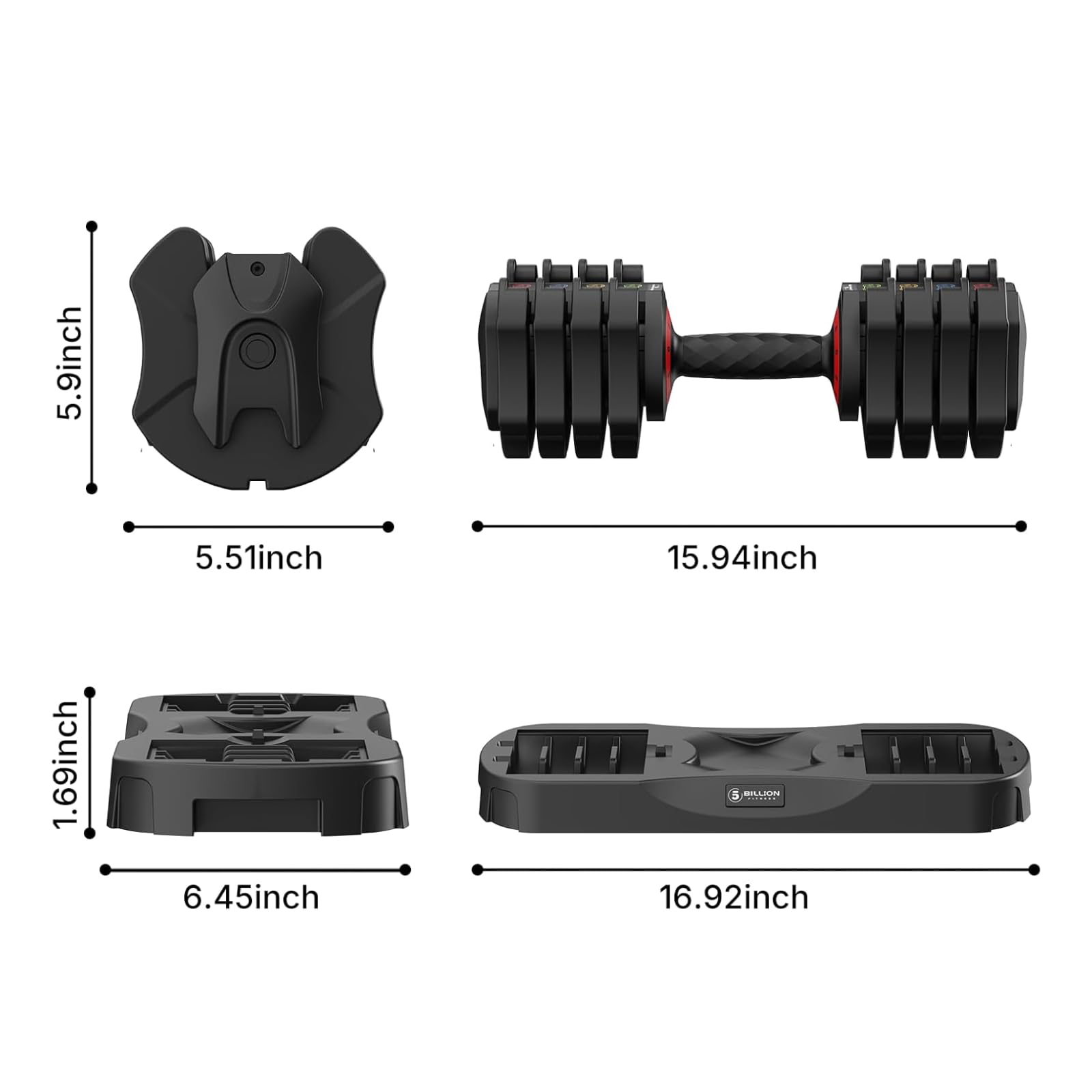 EnterSports Verstellbares Kurzhantel Set (10kg/22lb), 5-in-1 Hanteln Set Platzsparend mit rutschfestem Griff, Hanteltraining Gewichte für Homegym & Krafttraining, Profi Equipment für Herren & Damen