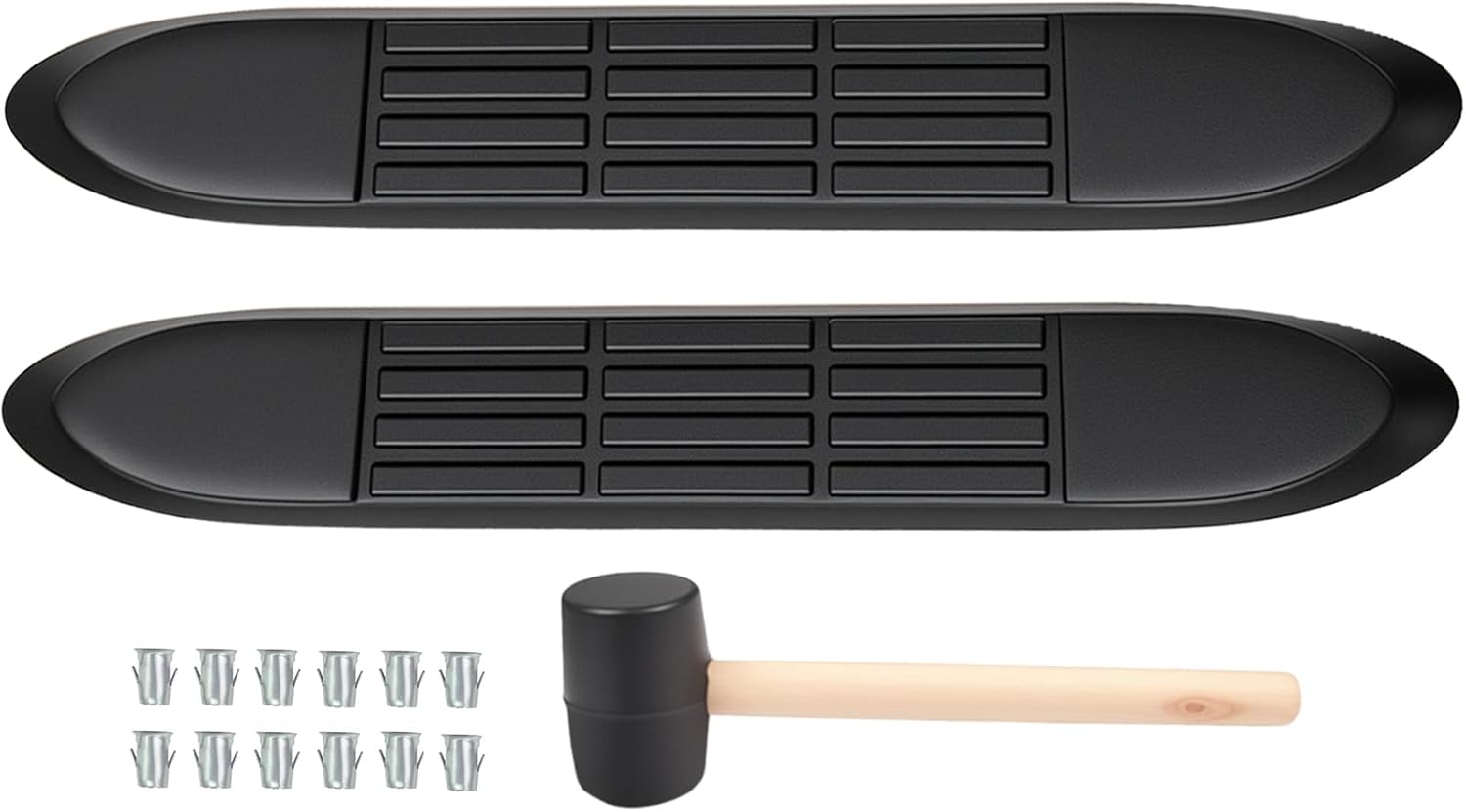 Set of 2 Nerf Bar Replacement Step Pads for 3" Round Tubes with 5 Holes Only - 21" x 3" Non-Slip Upgraded Durable Running Board Pads, Easy Installation with Included Rubber (Verify Tube Size)