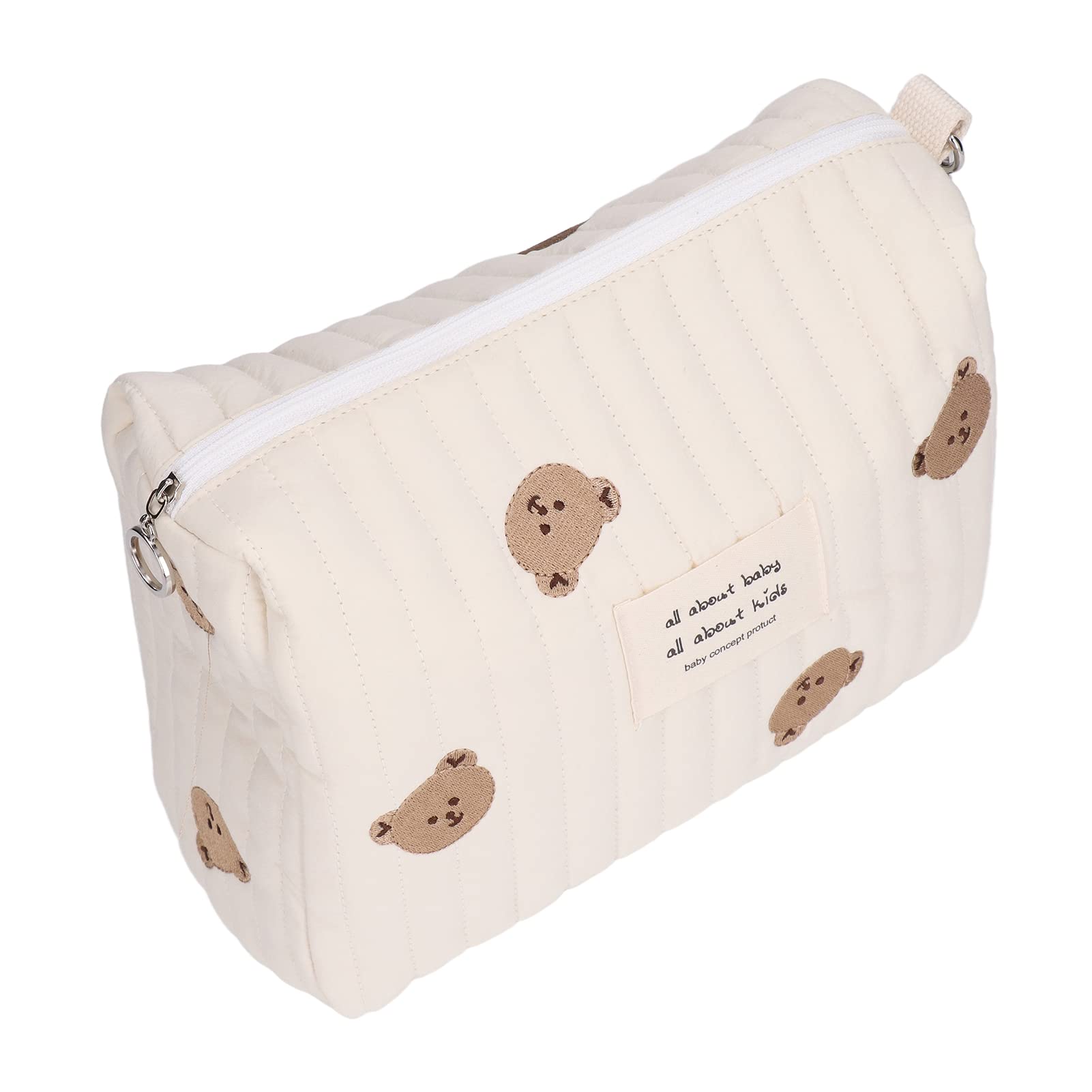 bigking Small Baby Diaper Bag, Diaper Day Care Wet Bag, Baby Bottle Bag, Multifunctional Portable Stroller Nappy Diaper Storage Bag, White, bear embroidery, Modern-picture-31