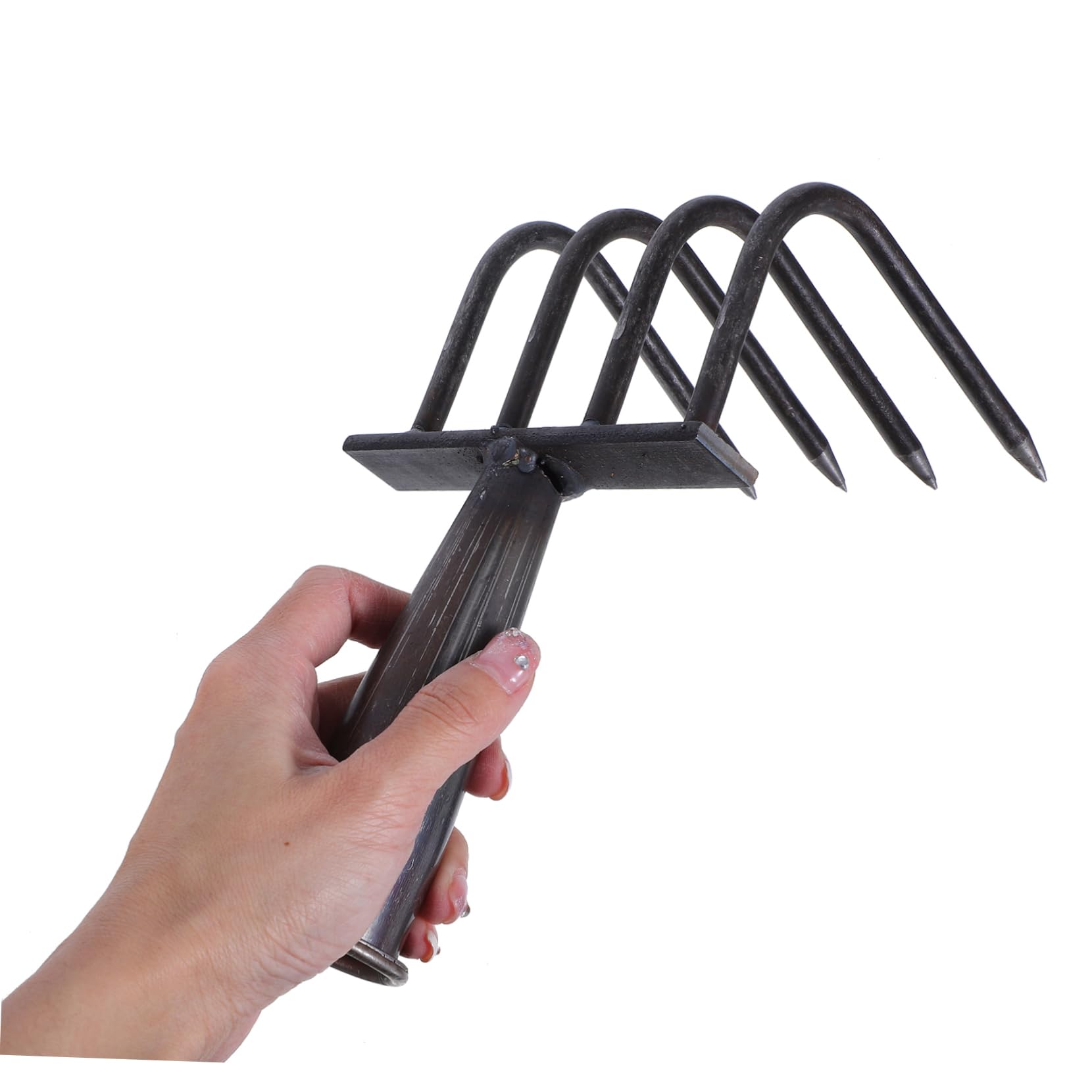 Rastrillo de Acero Inoxidable para jardinería, rastrillo de Hojas Extensible con púas para Mantenimiento de césped, para Trabajos y jardinería.