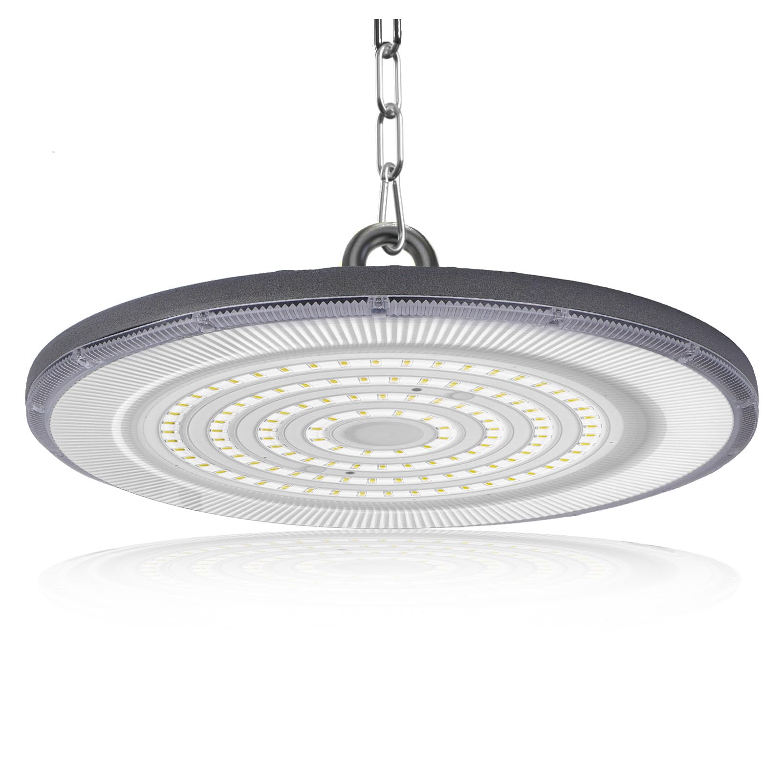 400W Naves Industriales LED, 6500K UFO Lámpara de Alta Bahía con cadena, IP65 resistente Foco de Techo Industrial, Iluminación Comercial para fábricas, garajes y almacenes