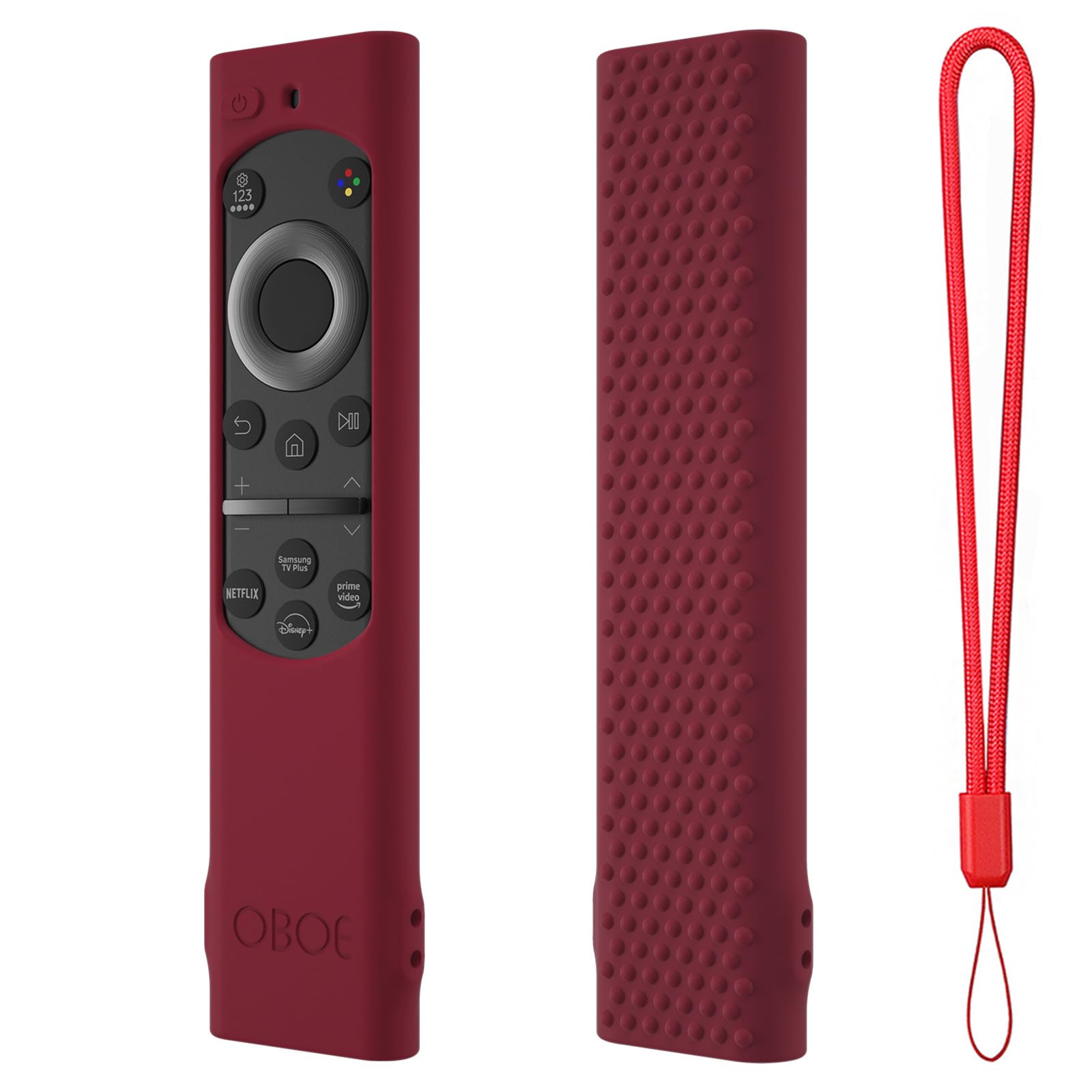 Oboe Silicone Tv Remote Cover Compatible with Samsung Smart Tv Remote BN59-01311 Samsung QLED TV Remote Half Wrap Protective Case with Loop (G-Wine Red) [Remote NOT Included]-image-45