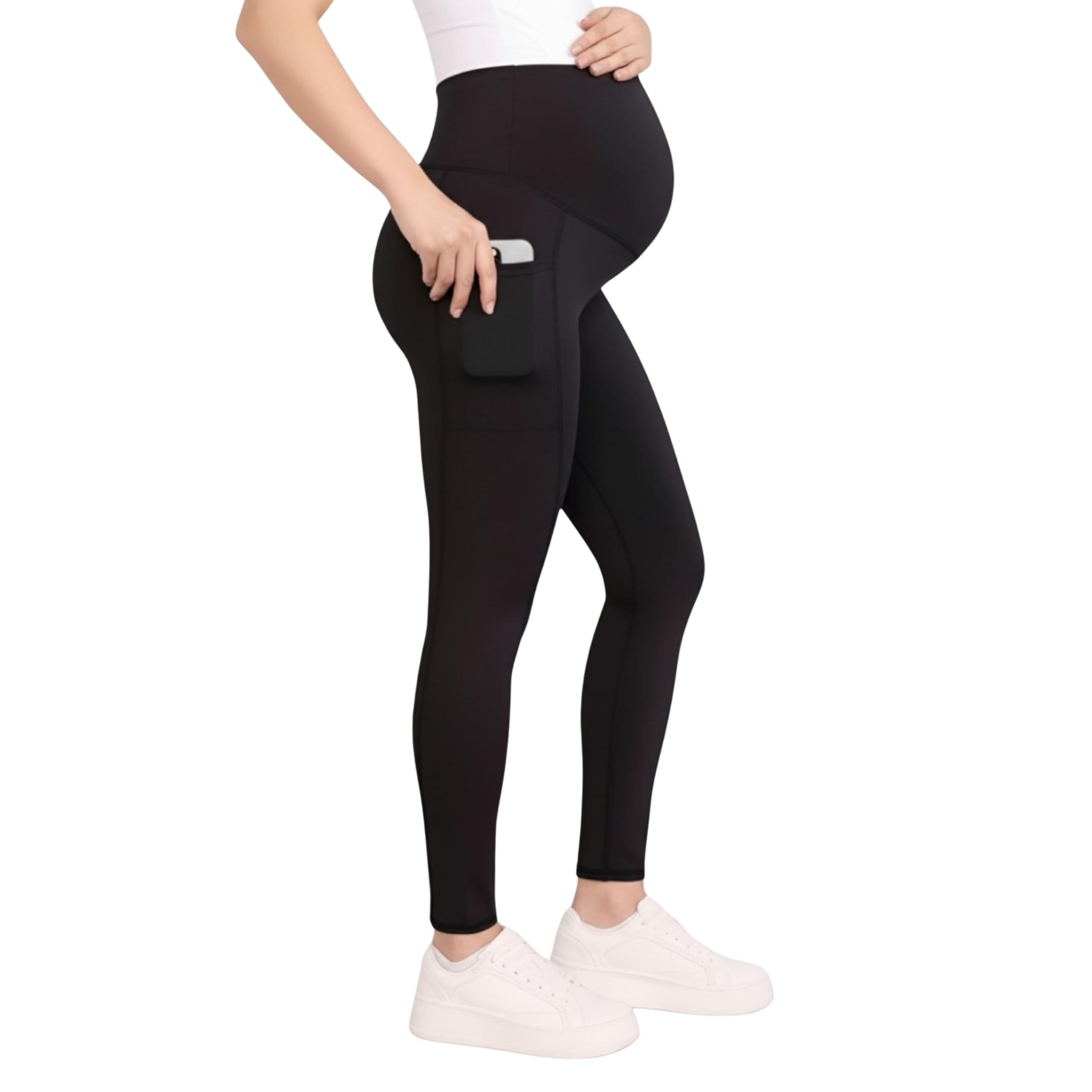 Motherhood Maternity Damen Over The Belly Workout Activewear Pregnancy with Pockets Leggings